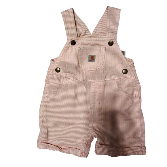 Carhartt Other - Carhartt 12 Months Pink and White Stripe Baby Bibs Cotton, 1 Piece Overall
